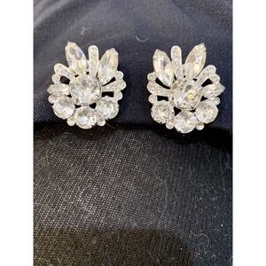 EISENBERG Vintage Crystal Rhinestone Climber Clip-on Earrings Circa 1950 Signed